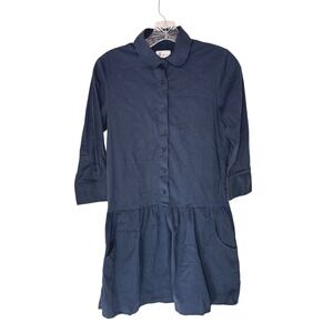 The Shirt by Rochelle Behrens Drop Waist Navy Blue Long Sleeve Button‎ Up XS
